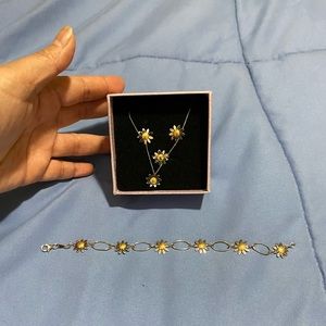 18K 2 toned sunflower set